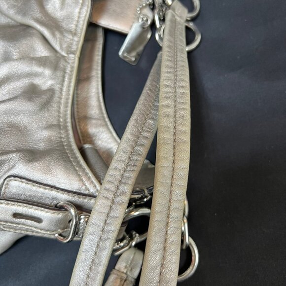 Coach Vintage Silver Soft Leather Satchel Purse Bag with Double Handle - Picture 10 of 12